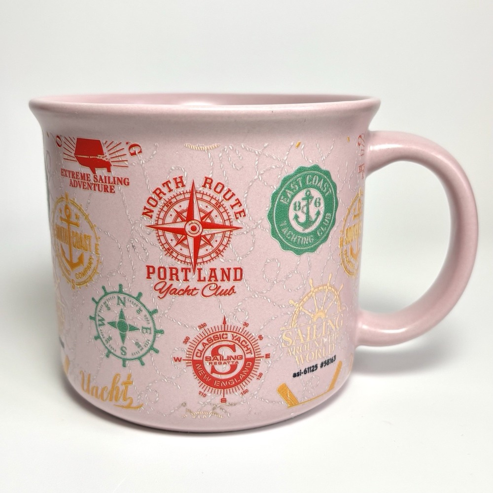 Portland Maine Yacht Club Coffee Mug Pink Sailing East Coast New England 16oz